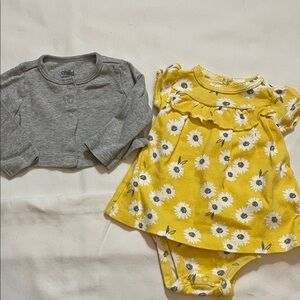 Child of Mine Yellow Floral Dress with Gray Cardigan